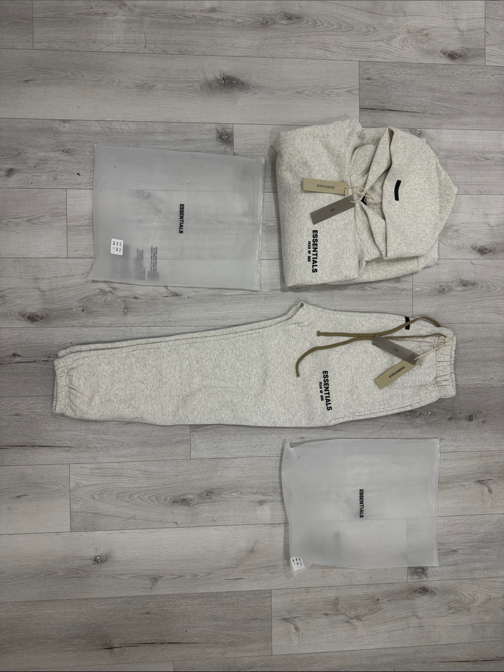 Fear of God Essentials oatmeal/ cream Hoodie & Jogger Set 🔥 | Unisex Tracksuit